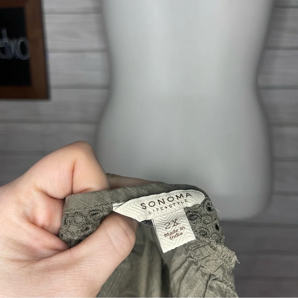 Sonoma Olive Green Square Neck Peasant Top - Picture 4 of 6